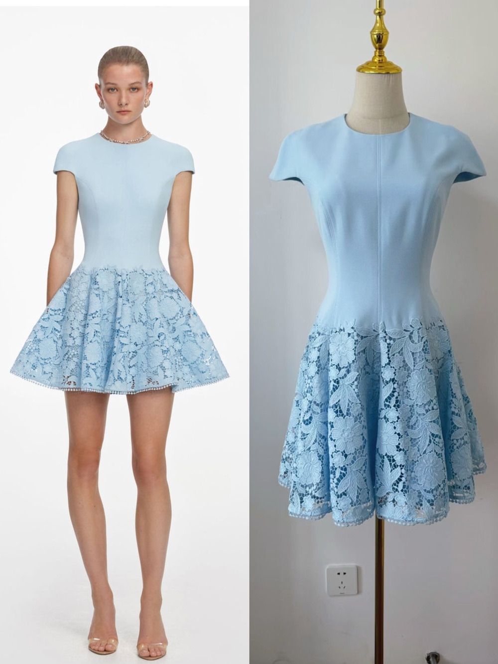 Self-Portrait BLUE CREPE LACE MINI DRESS
Light Blue Lace Fit Flare, US2 4 6 8